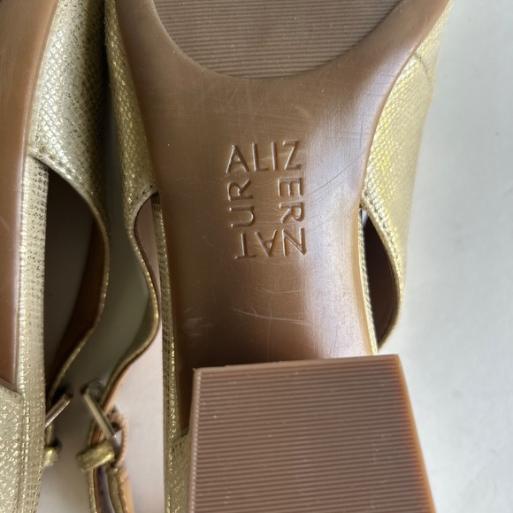 Naturalizer Gold Silver Animal Print Leather Close Toe Slingbacks size 7.5 - Picture 13 of 16